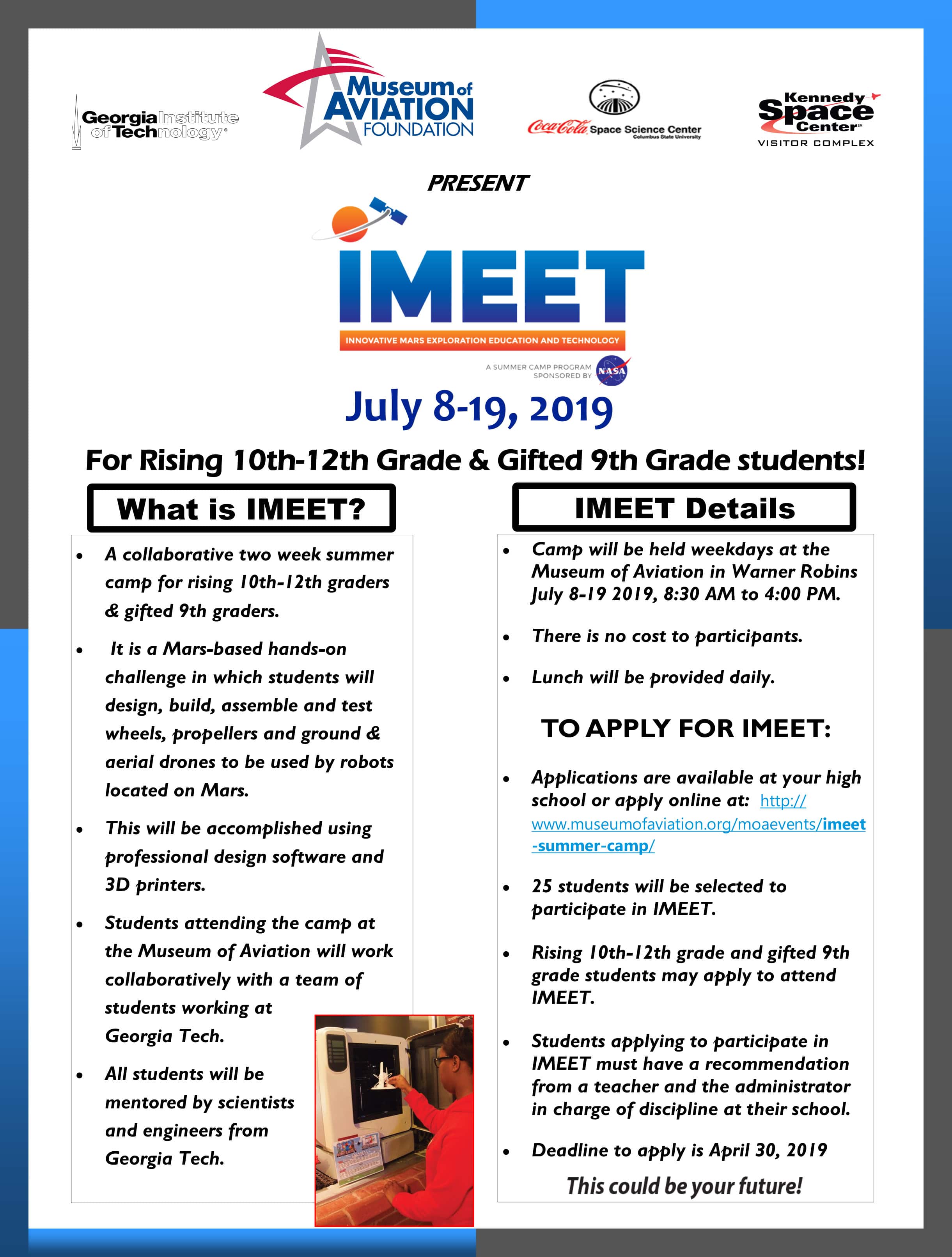IMEET Summer Camp- Rising 10th - 12th Grade Students & Gifted 9th Grade Students