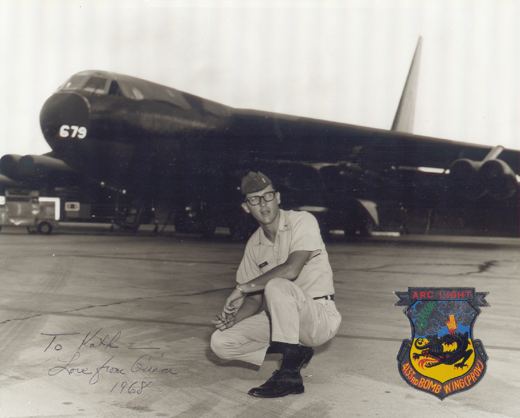 1st Lt. Dubiel in 1968 in front of a B-52 at Andersen AFB Guam