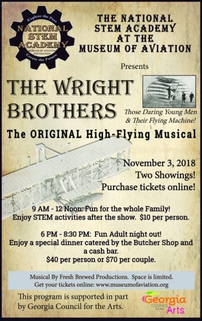 The Wright Brothers Morning STEM Show &  Dinner Theatre Event at the Museum of Aviation