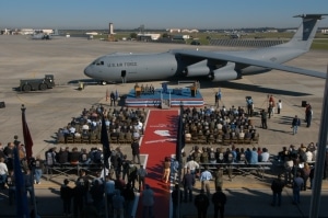 View of the ramp where the ceremony was held to mark the end of C-141 depot maintenance and the departure of C-141C 65-0248. (US Air Force photo by Eric Palmer)